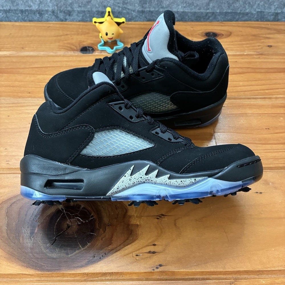 Nike Air Jordan 5 Golf Low Mens 5.5 / Womens 7 Black Metallic CU4523-003 Spikes - Picture 6 of 16